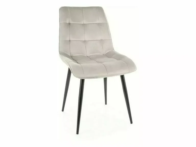 Krzesło Chi w jasnoszarej tkaninie Bluvel 03, profilowane oparcie bez podłokietników