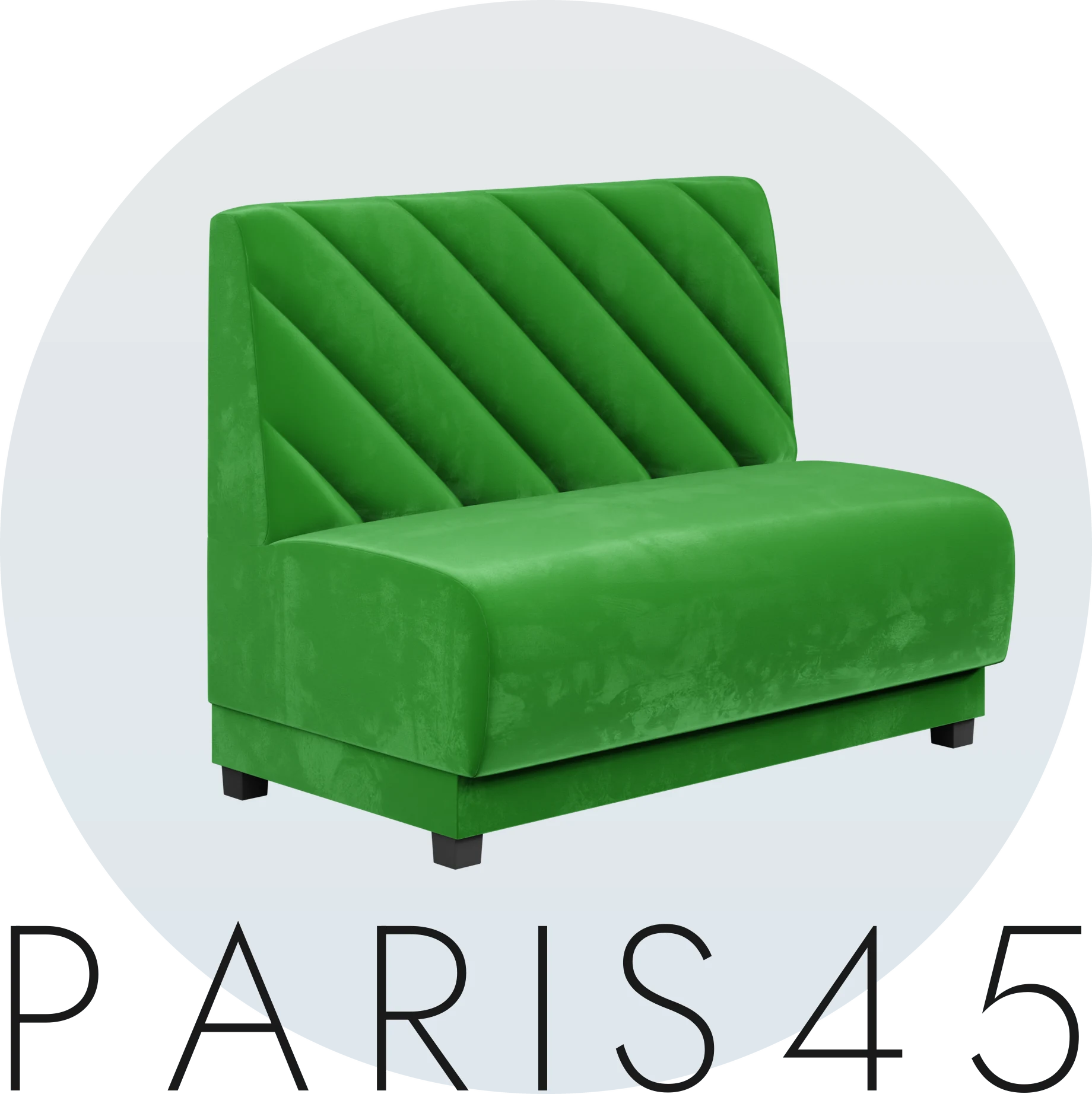 Booth Paris45 made to measure, green velour, stitching at 45 degrees