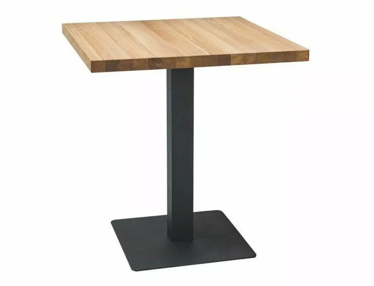 Stolik PU LAM80 z blatem 80x80 cm na czarnej metalowej podstawie