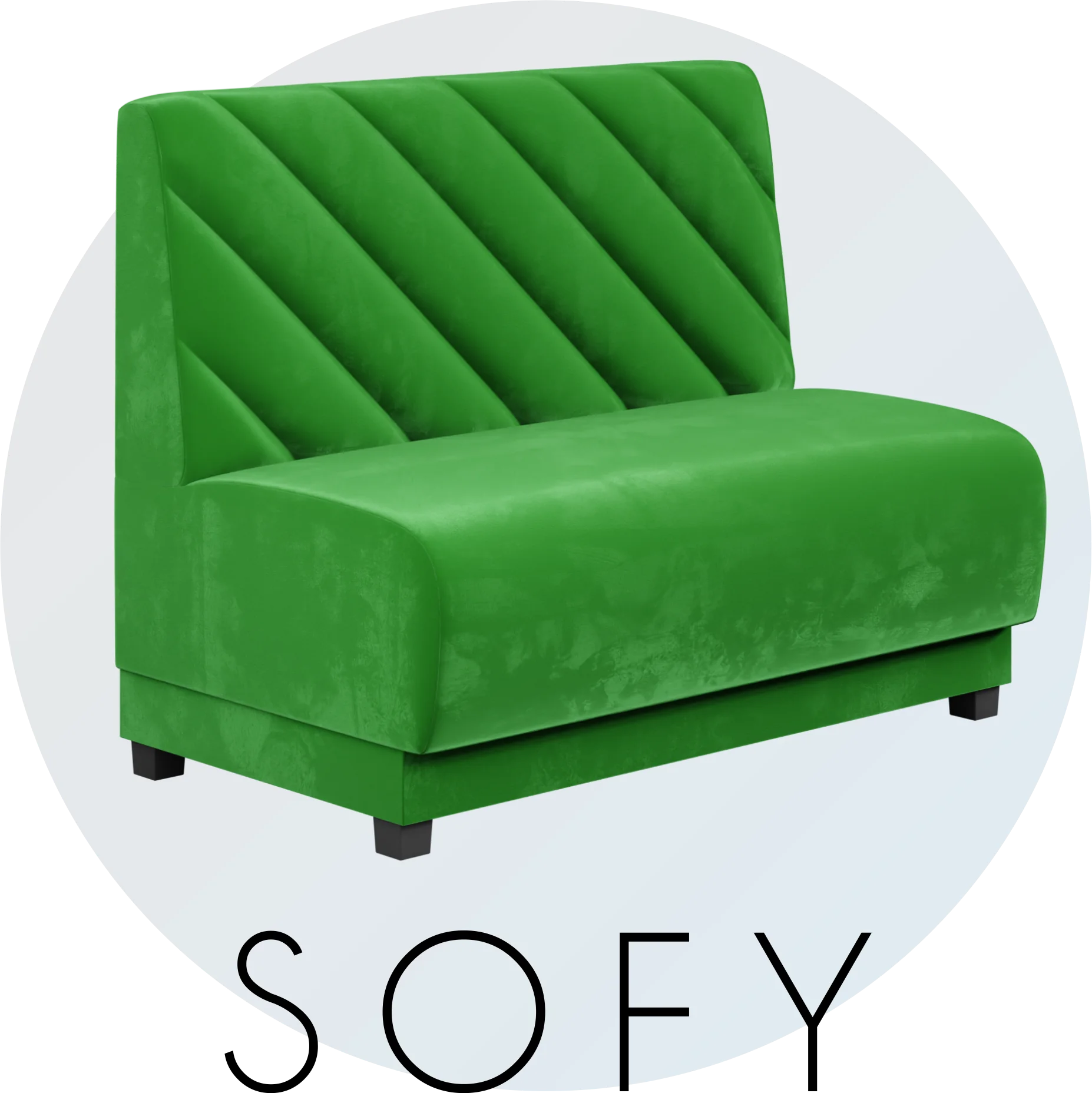 Zielona sofa tapicerowana na wymiar do restauracji